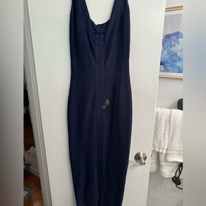 Herve Leger Dark Navy Gown Brand New With Tags